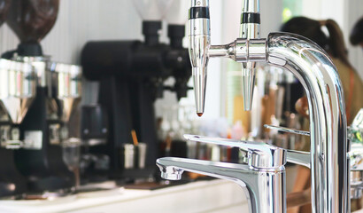 Double head coffee machine background. 