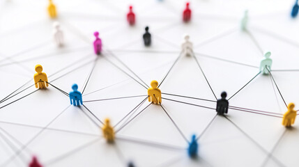 Diverse groups connected in networks on white background. Symbolizes unity and social media connections.