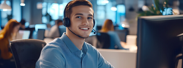 Cheerful Support Agent in a Professional Office
