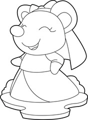 Rabbit Bride Veil Wedding Animal Vector Graphic Art Illustration