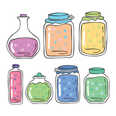 handdrawn doodle jars illustration