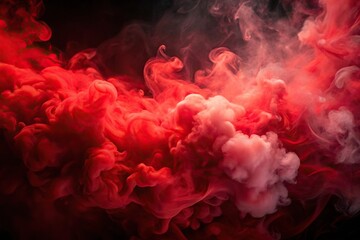 Fototapeta premium High angle abstract background of red vapor and smoke