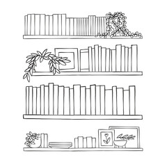handdrawn doodle shelves illustration