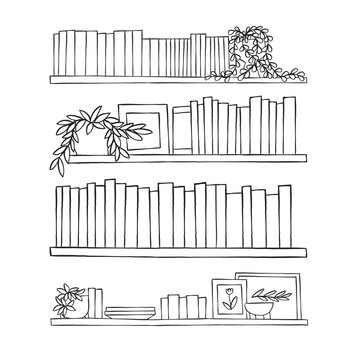 handdrawn doodle shelves illustration