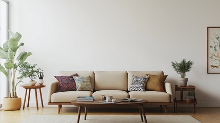 Mock up frame with minimal decor close up in home interior background, 3d render
