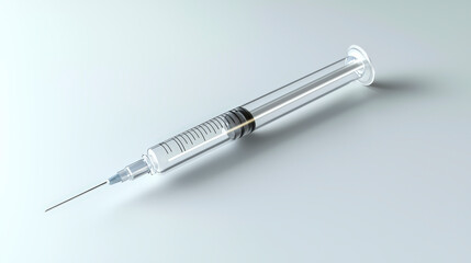 Fototapeta premium Medical Injector On Smooth Light Gray Surface For Administering Medicine