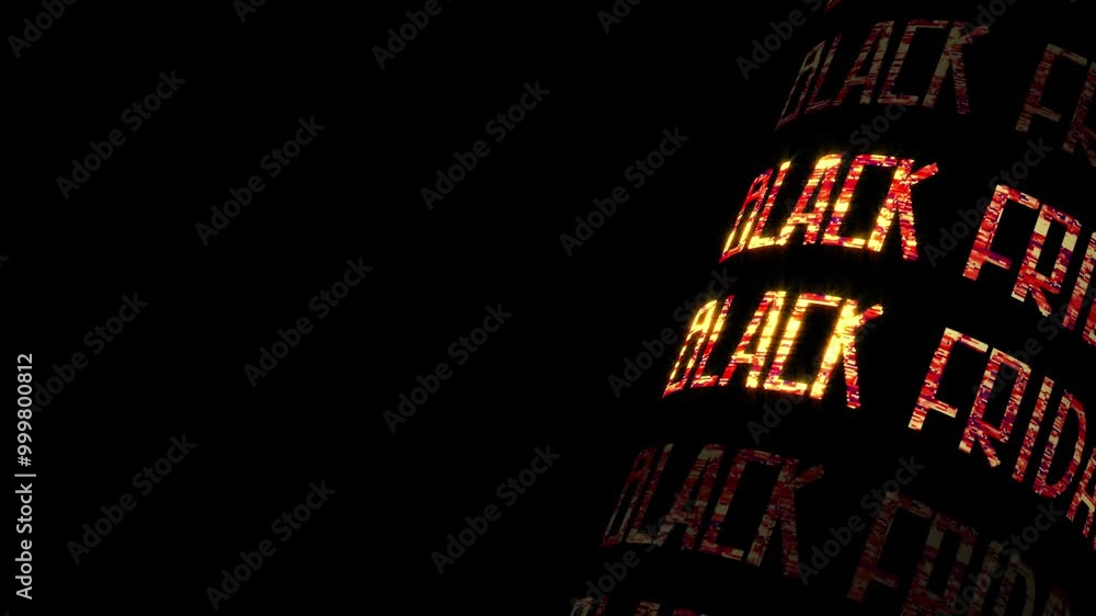 Poster loop black friday 3d tube glitch glittering red gold text animation abstract background with copy sp