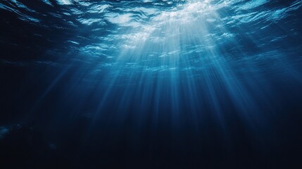 Serene Underwater Light Rays in Deep Ocean Waters