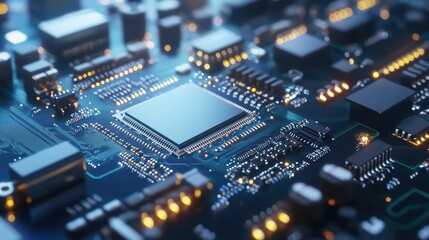 Close-up of a modern microprocessor on a circuit board