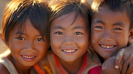 Three kids from different ethnic backgrounds