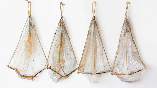 Plankton nets for collecting plankton samples from the water column isolated on white background