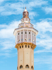 Main minaret on the Great Mosque of Touba, Senegal - Close-up shot