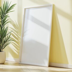 Mock up frame with minimal decor close up in home interior background, 3d render