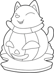 Cat Halloween Pumpkin Animal Vector Graphic Art Illustration