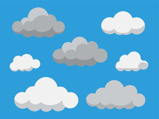 Cloud vector pack, flat cloud illustration set.