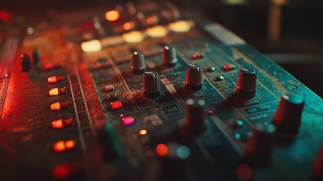 Close-Up of a Vintage Audio Mixer