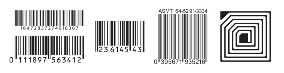 Barcode set isolated on transparent background