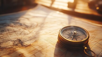Vintage Compass on Map
