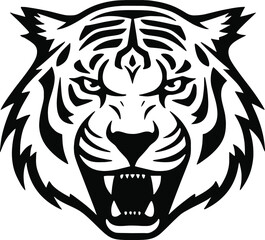 Tiger head isolated on white background. Vector illustration for your design.