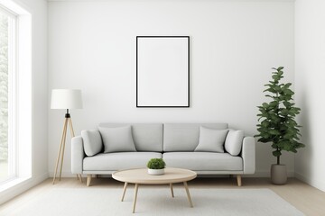 Mock up frame with minimal decor close up in home interior background, 3d render