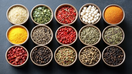 Organic Spices Displayed in Bowls