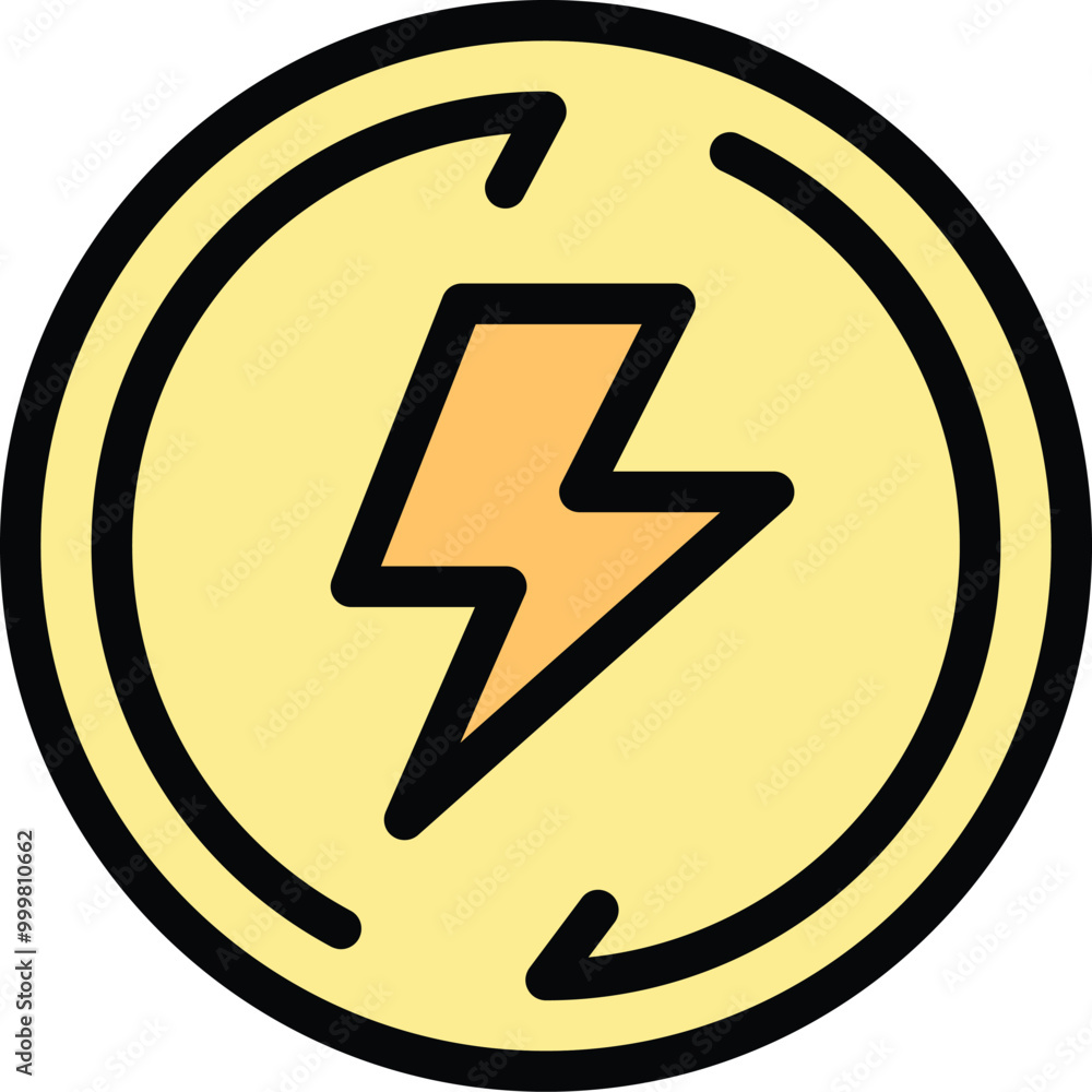 Poster bold icon showing a lightning bolt inside a circular arrow representing renewable sources of energy