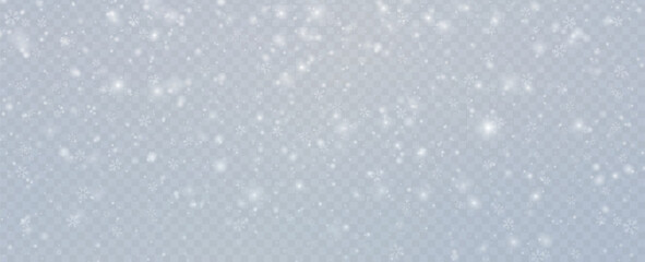 Minimalistic wallpaper with snow. Snowfall weather white transparent template. Small snowflakes february vector. Snowy landscape of nature.