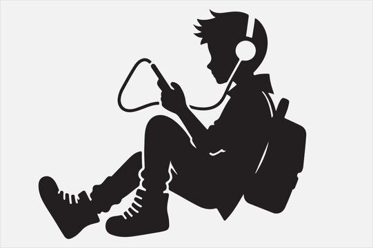 recommend clip art: A playful avatar listening to music.