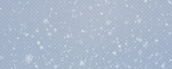 Minimalistic wallpaper with snow. Snowfall weather white transparent template. Small snowflakes february vector. Snowy landscape of nature.