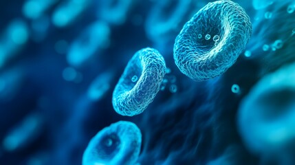 Microscopic Cells in Blue Light