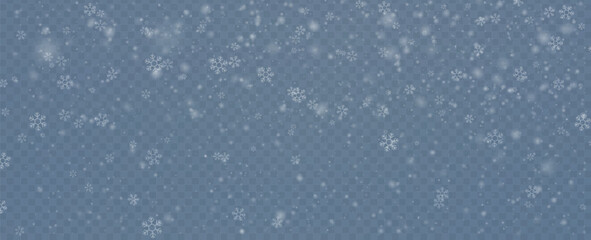Minimalistic wallpaper with snow. Snowfall weather white transparent template. Small snowflakes february vector. Snowy landscape of nature.