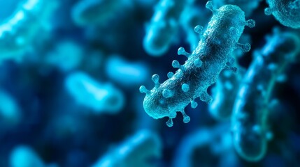 Fototapeta premium Microscopic Bacteria in Blue