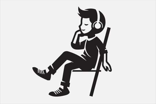 recommend clip art: A playful avatar listening to music.