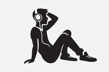 A playful avatar listening to music.