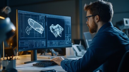 Engineer Working on Technical Design