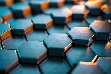 Fototapeta premium A stack of blue and gold cubes, great for business or creative uses