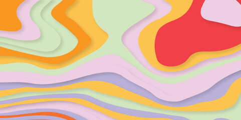 Abstract modern background vector with wave papercut style.  Modern scandinavian abstract art muted colors.