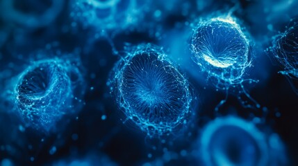 Microbial Cells in Blue Light