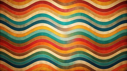 Abstract 70s-style background with colorful wavy stripes and grunge texture for a retro, vintage, funky vibe , retro, vintage