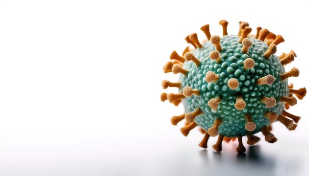 virus is a submicroscopic infectious agent that replicates only inside the living cells of an organism. 3d model false, fake mockup isolated on white background with copy space