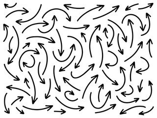 Hand drawn arrows collection Set simple flat arrows isolated on white background. Arrow mark icons and arrow paint. Stock vector. EPS10.