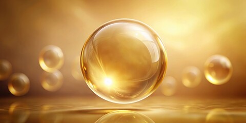 Golden bubble floating in skin cell background, rendering , gold, bubble,skin cell, background, rendering, biology, science
