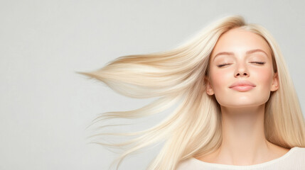 Naklejka premium young beautiful woman with flying hair