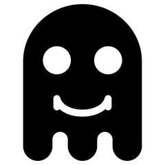Ghost Emoji Icon. Simple Soul Black Silhouette.
