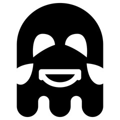 Ghost Emoji Icon. Simple Soul Black Silhouette.