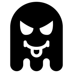 Fototapeta premium Ghost Emoji Icon. Simple Soul Black Silhouette.