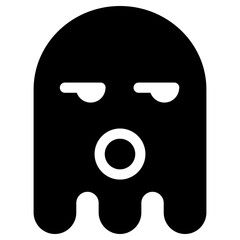 Ghost Emoji Icon. Simple Soul Black Silhouette.