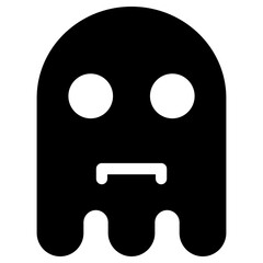 Ghost Emoji Icon. Simple Soul Black Silhouette.