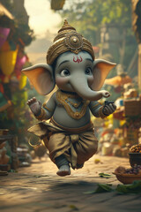 Fototapeta premium 3d animation of lord ganesha