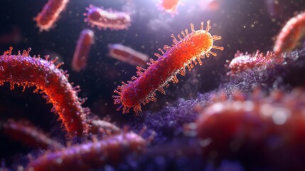 Fototapeta premium Microscopic Bacteria in Colorful Environment